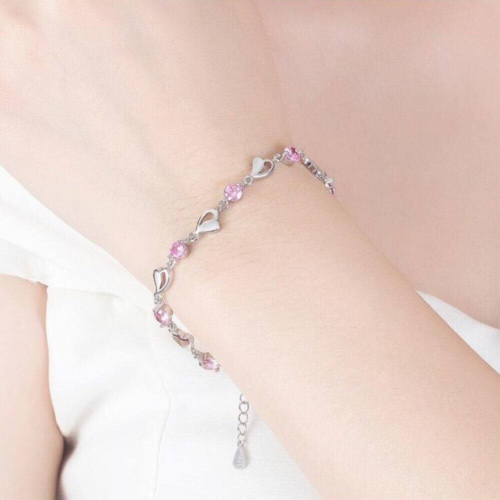 Zilveren Hartvormige Armband - Eloria