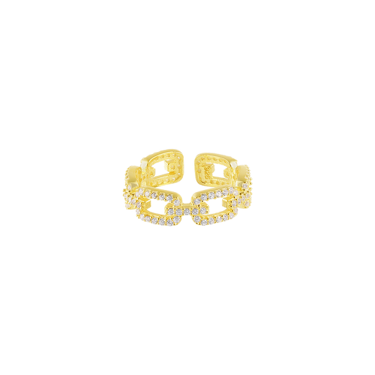 Gouden Schakel Ring met Zirkonia - Marina