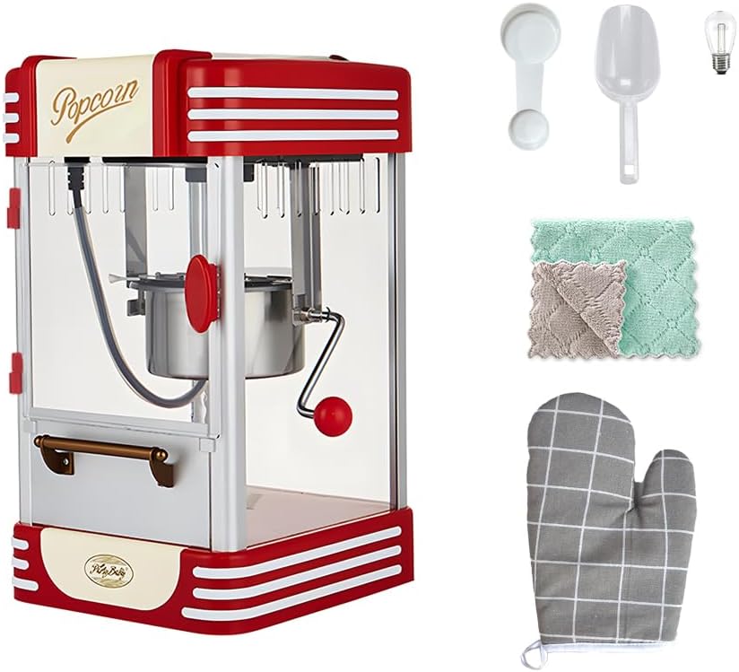 Retro Rode Elektrische Tafel Popcornmachine met Timer - Calvano