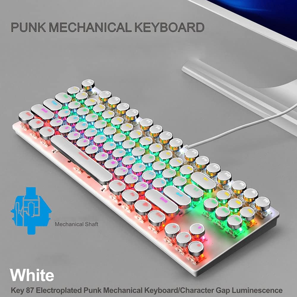 Mechanisch 87-toetsen gamingtoetsenbord met RGB-achtergrondverlichting en blauwe schakelaars