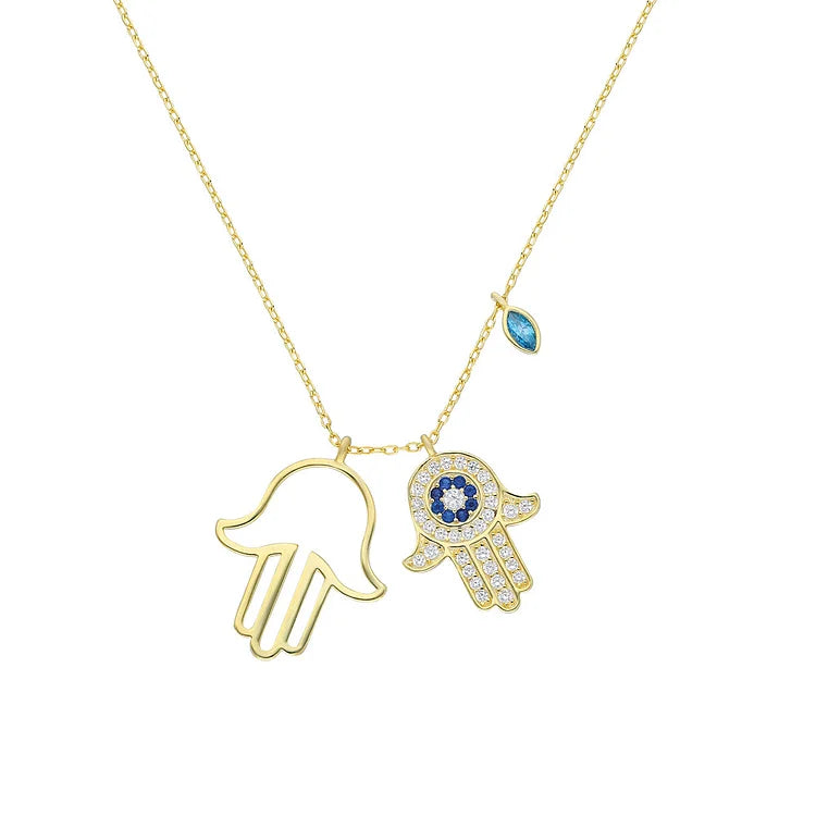 Ketting met Fatima's Hand en Boze Oog - Yasmin