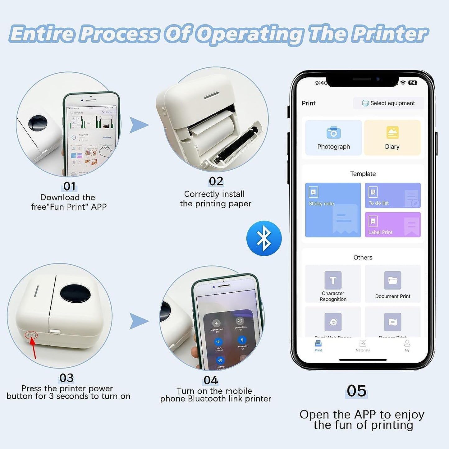 Draagbare Bluetooth-etikettenmaker – inktvrije thermische afdrukking