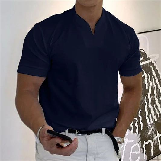 Ademend heren fitnessshirt met V-hals - Timo