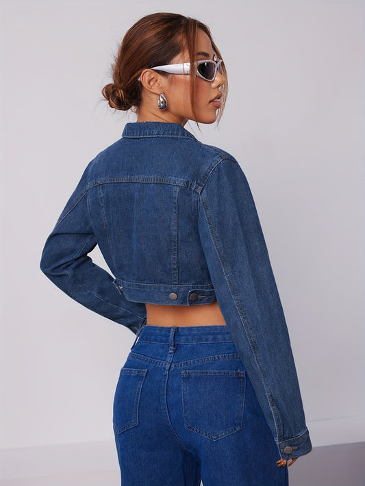 Kort Getailleerd Spijkerjack in Vintage Blauw - Elise