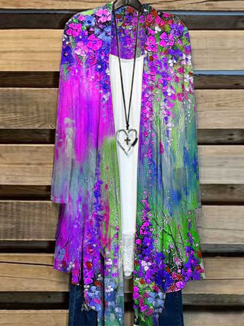 Lang Dames Vest met Bloemenprint – Liva