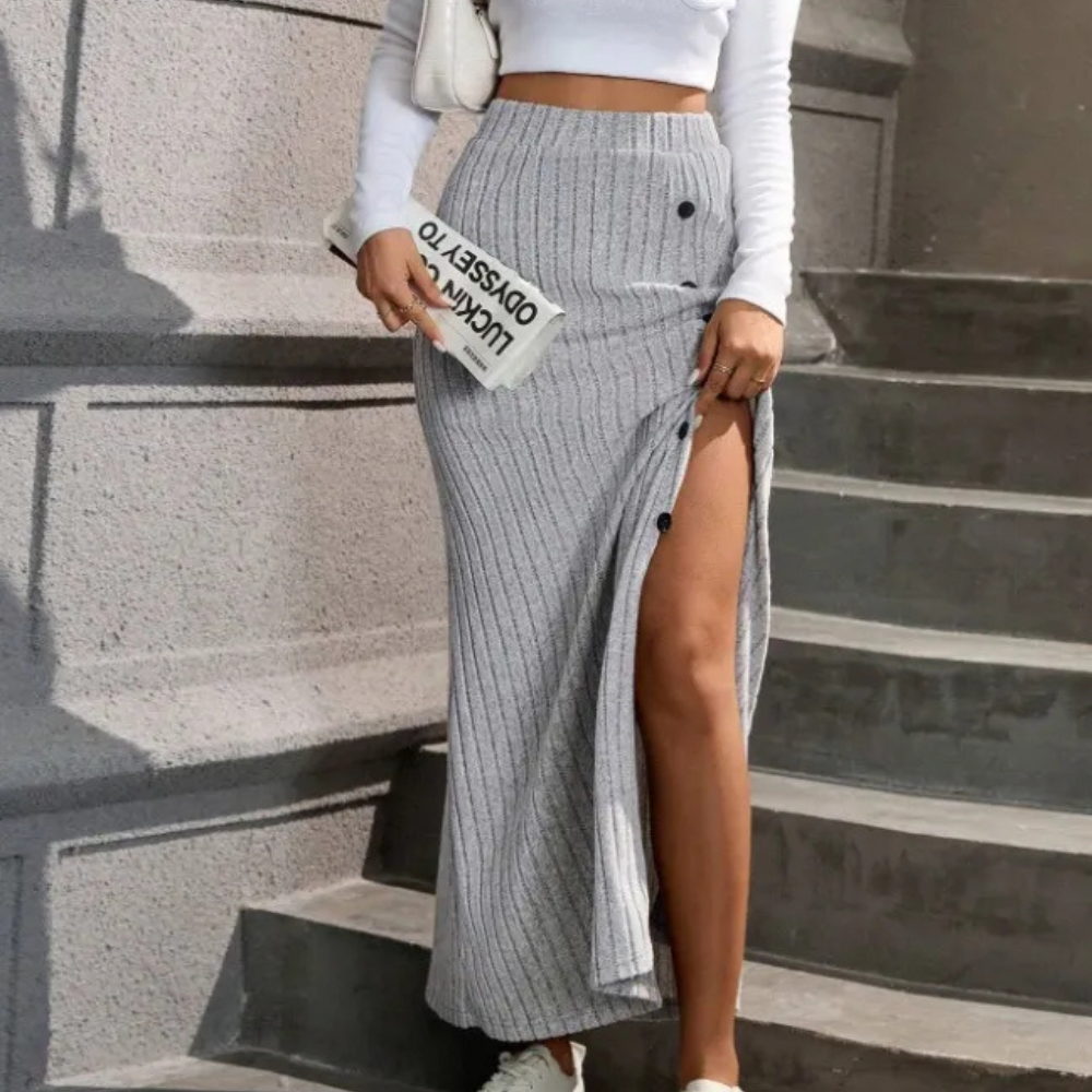 Geribbelde Maxi Rok – Selina