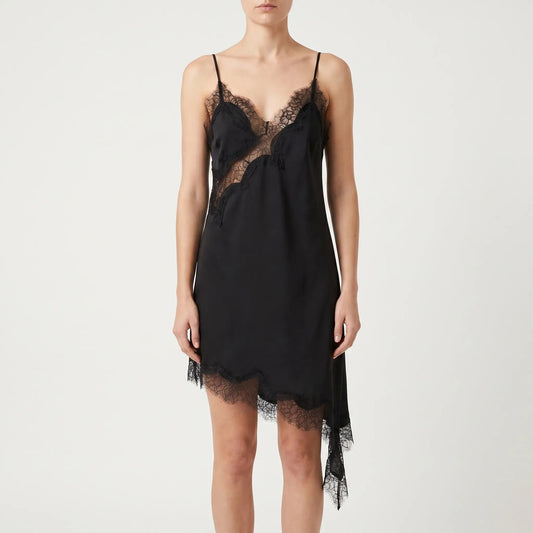 Asymmetric Lace Slip Dress - Mable