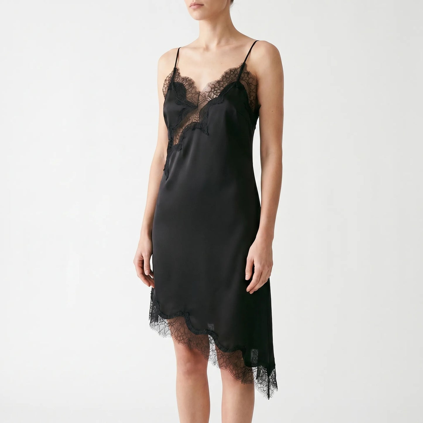 Asymmetric Lace Slip Dress - Mable
