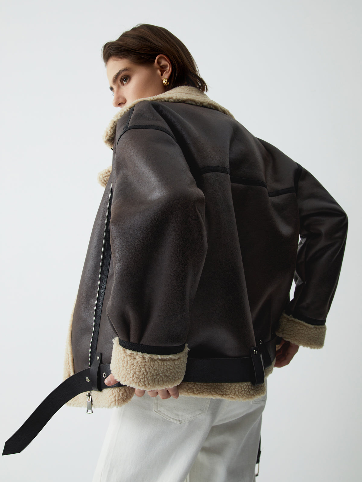 Bruine Leren Flight Jacket voor Dames - Mila