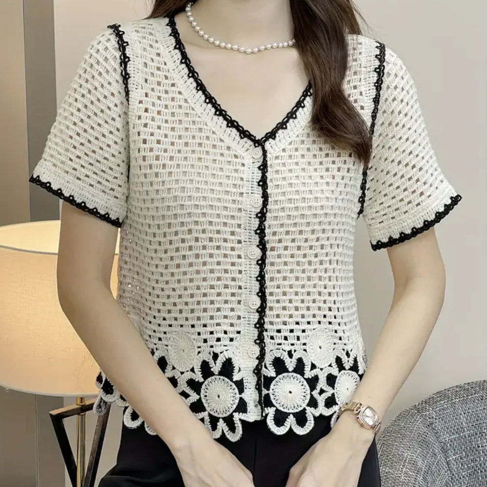 Trendy Opengewerkte Blouse voor Dames - Livia