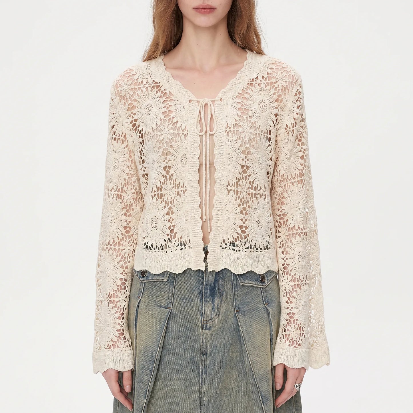 Floral Knit Cardigan - Lila