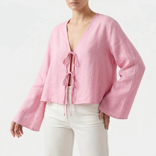 Front-tie Blouse - Rosa