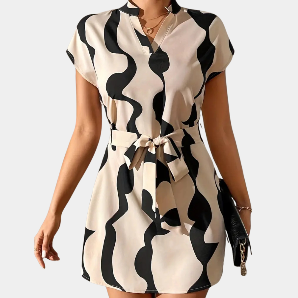 Trendy Beige Jurk met Riempje - Elena