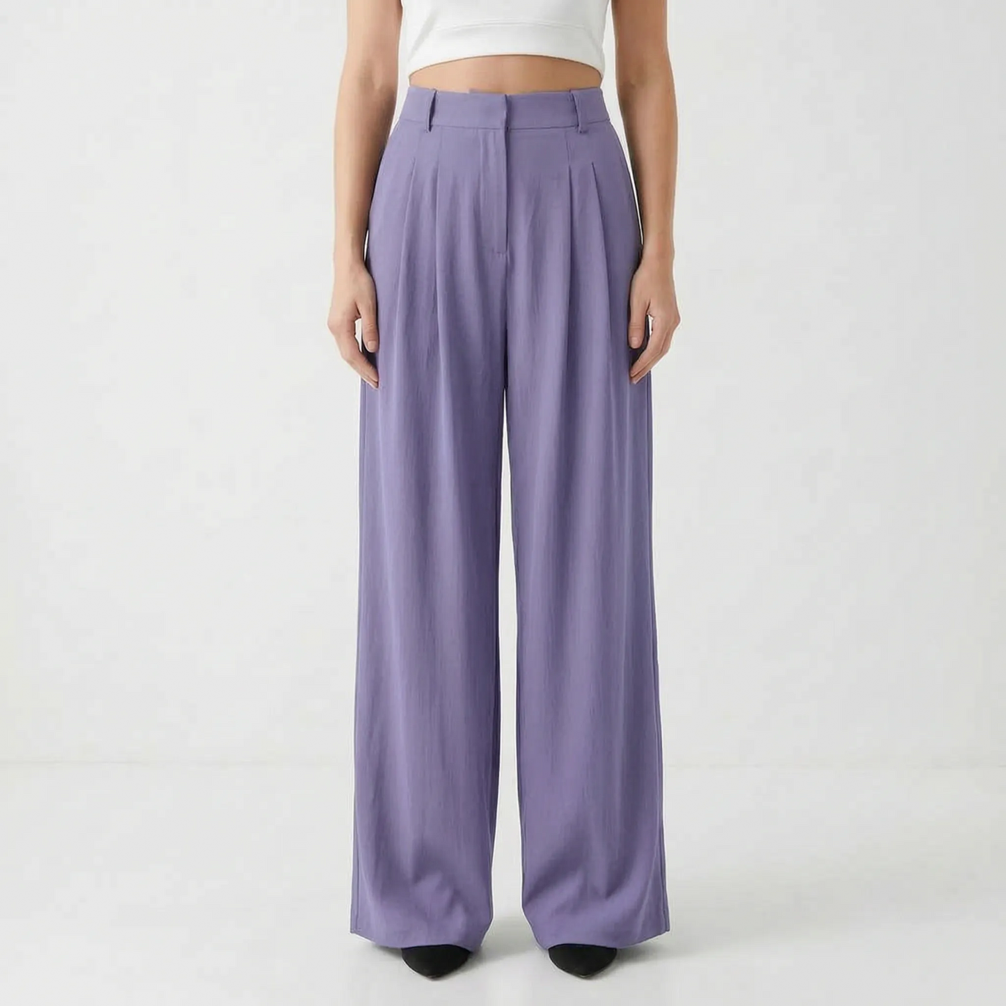 High-Waisted Wide-Leg Trousers - Flowtide