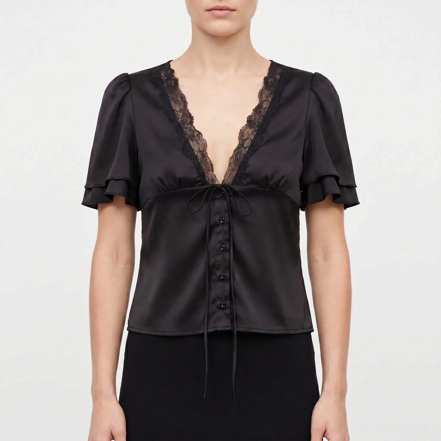 Lace Trim Blouse - Beverly