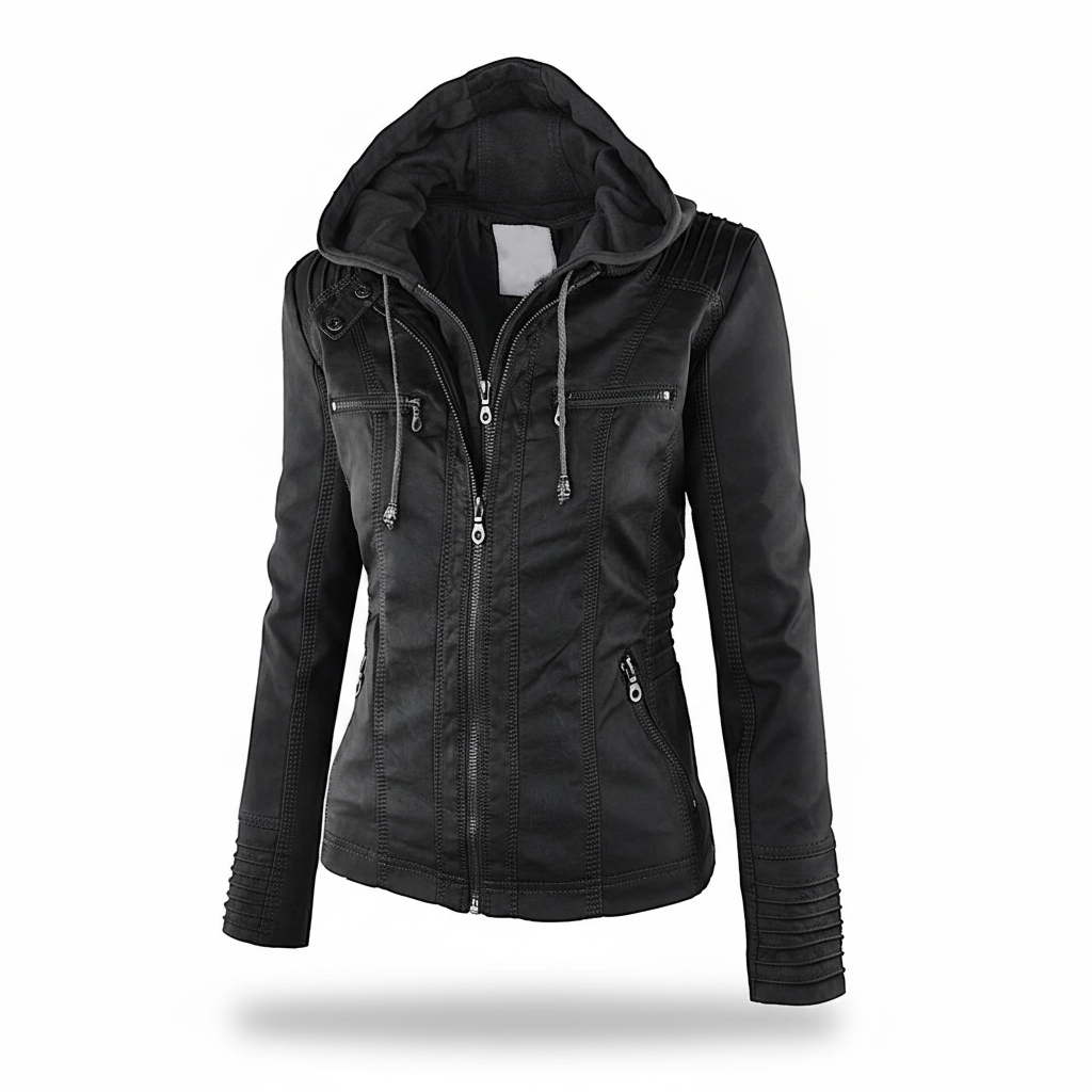Lederjacke Mit Kapuze - Elke