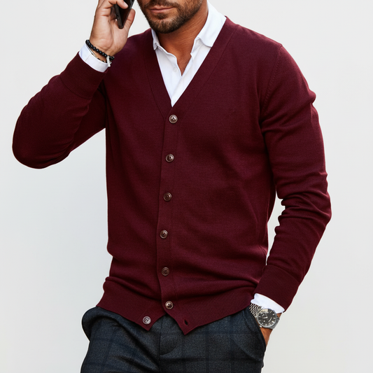 Leichter Warme Strickjacke Mit Knopfleiste - Elijah