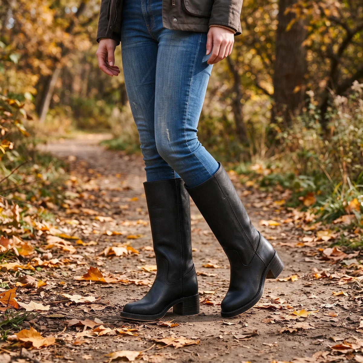 Leren Halfhoge Laarzen Voor Dames