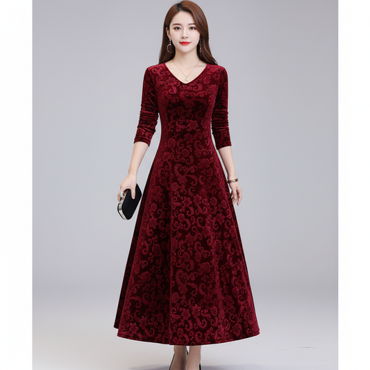 Midi-Dress Mit V-Ausschnitt - Katharina