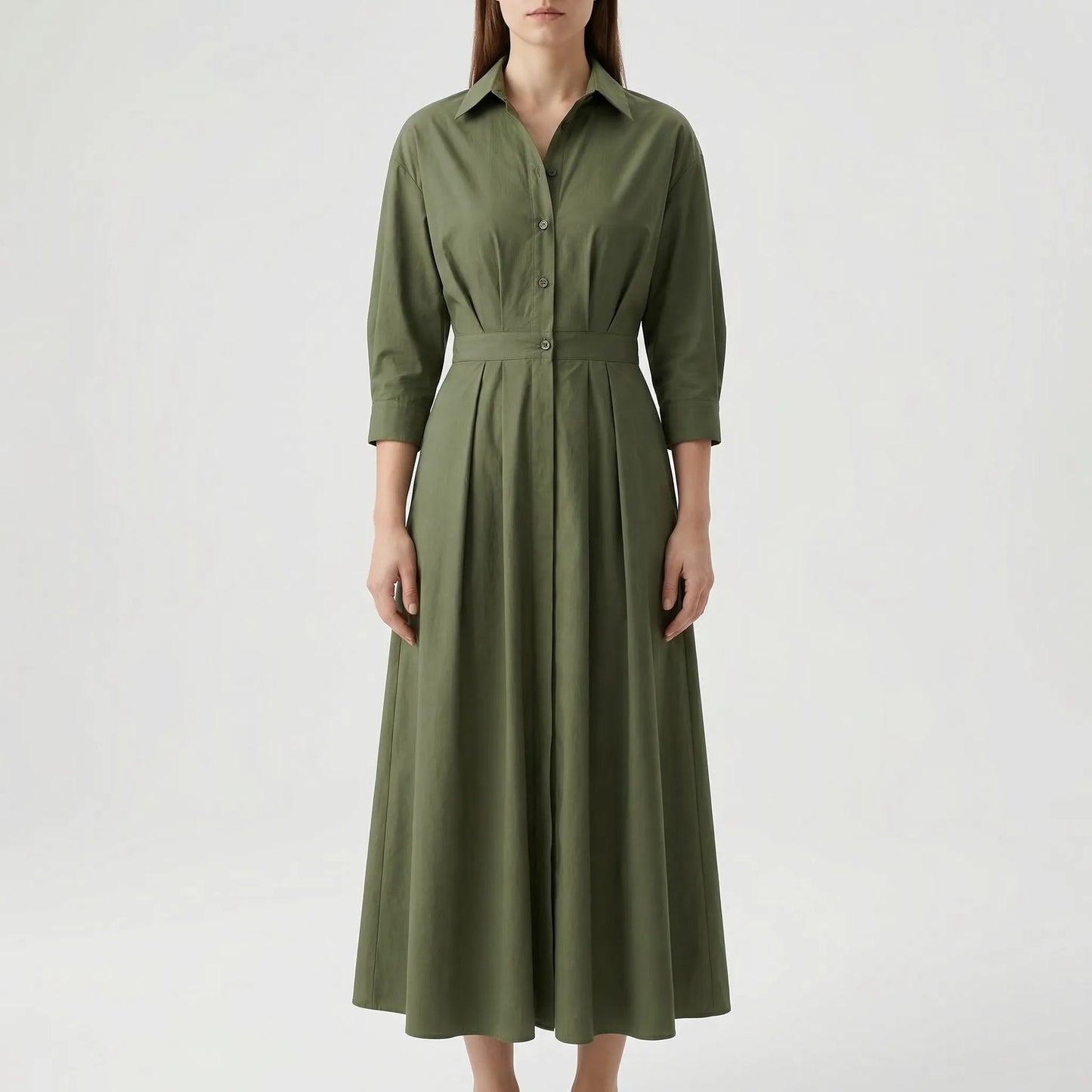 Retro Collar Belted A-Line Dress - Kendra