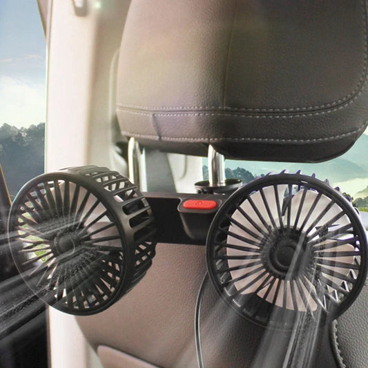 Draagbare USB Dubbelkop Autoventilator 360° Draaibaar met 3 Snelheden – CoolBreeze