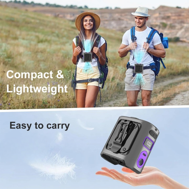8000mAh Draagbare Koelende Heupventilator met Powerbank & LED Licht – FrostBreeze