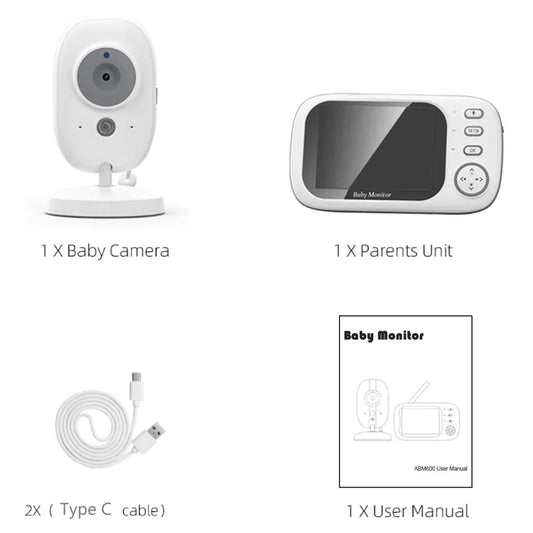 3,5-Inch Video Babyfoon met Nachtzicht, Temperatuurweergave en Twee-Weg Audio