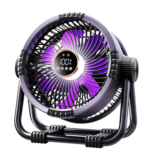 Camping Ventilator met 20000mAh Accu, LED Licht & Afstandsbediening – WindMate