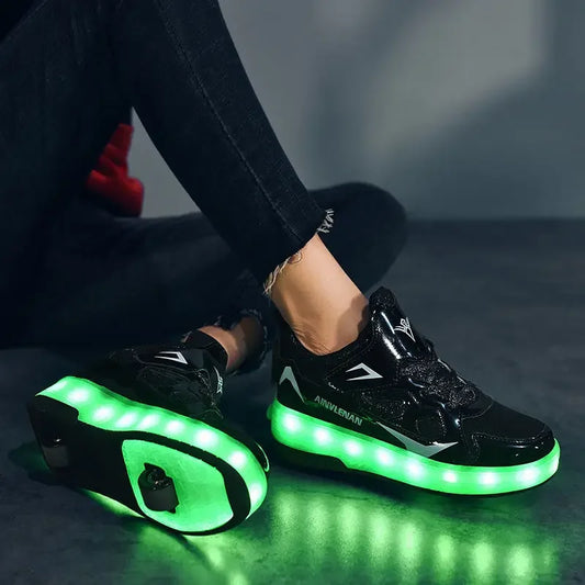 Rollschaatsen voor kinderen met LED-verlichting en afneembare wielen.