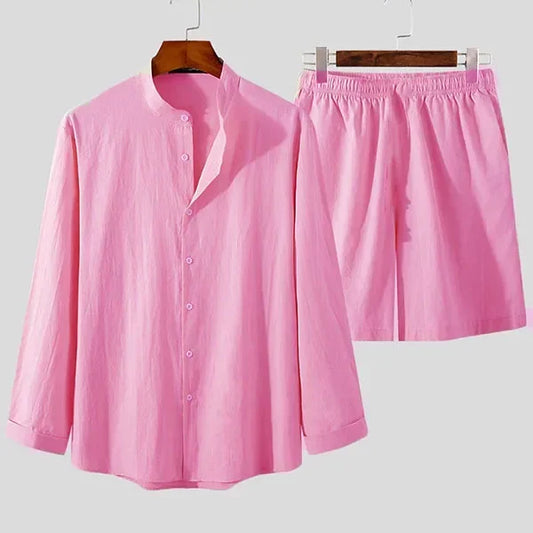 Luchtige & Stijlvolle 2-delige Heren Zomerset met Overhemd & Shorts – Marlo