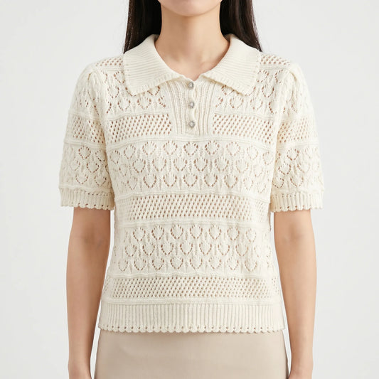 Short Sleeve Knitted Blouse - Marjorie