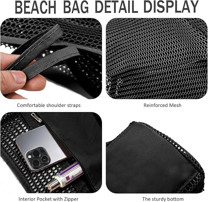 Opvouwbare Mesh Strandtas met Binnenzak