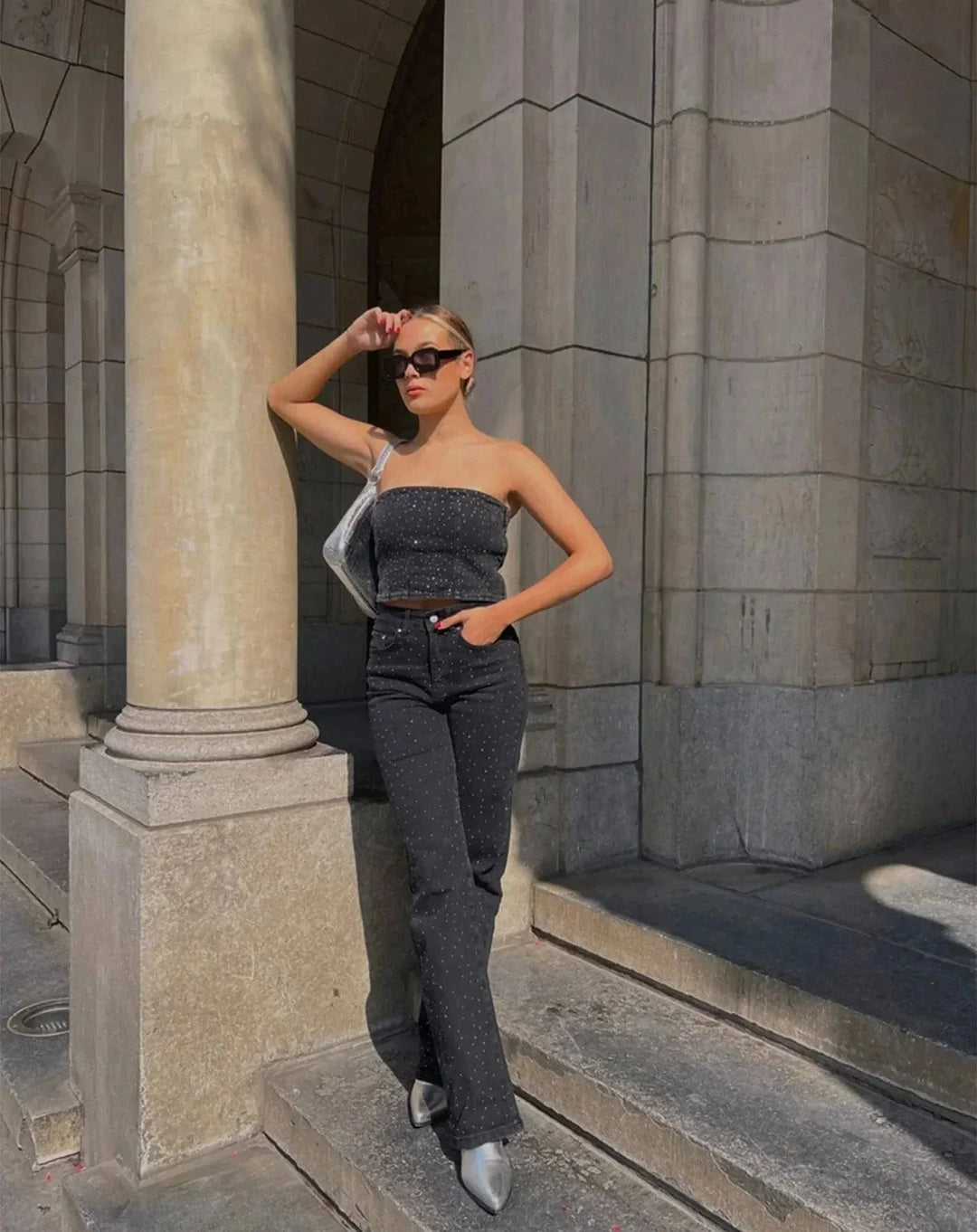 Dames Glitter Jeans voor een Sprankelende Look - Jade
