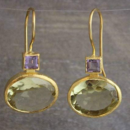 Vintage Gouden Oorbellen met Groene Kristal - Lucinia
