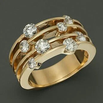 Gelaagde Gouden Ring met Zirkonia - Aurélie