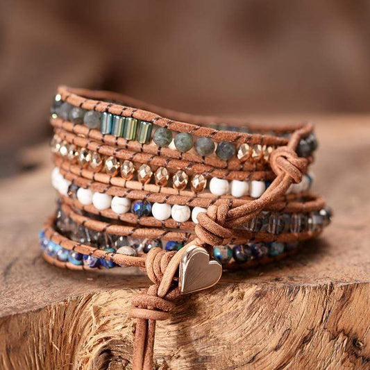 Labradoriet Hart Wikkelarmband - Lunara