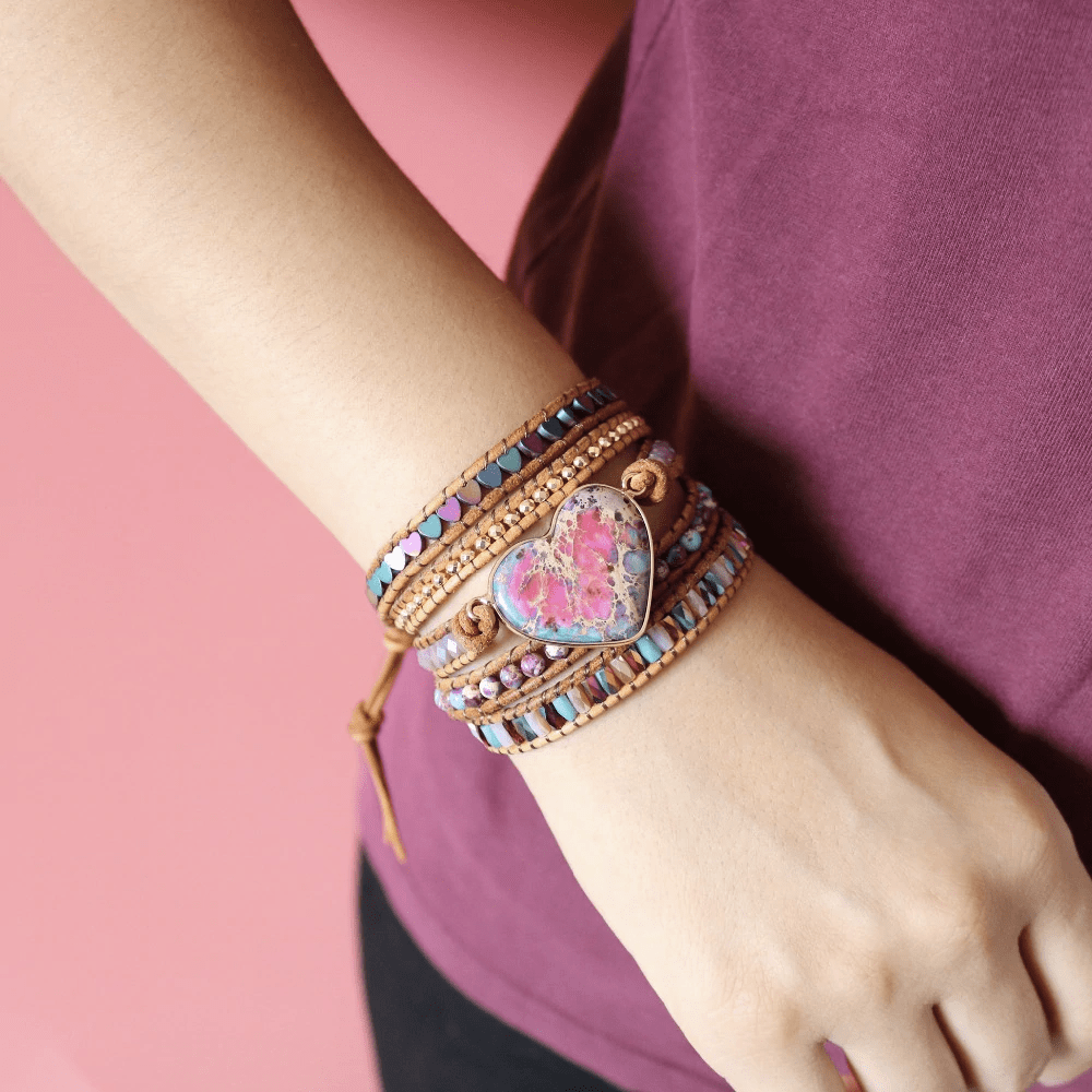 Liefdesbescherming Jaspis Wikkelarmband - Amora