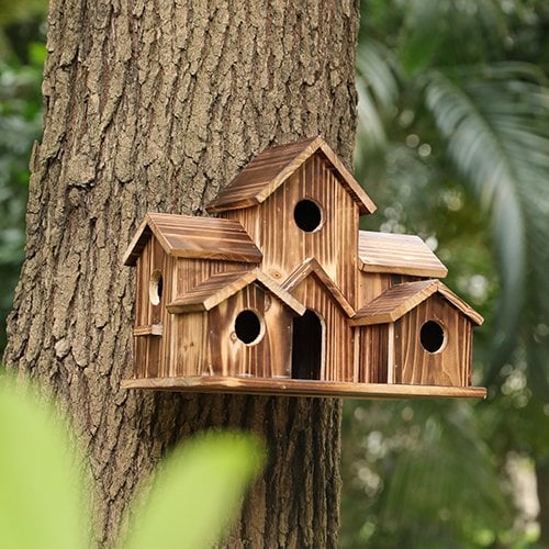 Functionele houten nestkast voor tuinvogels – Nestora