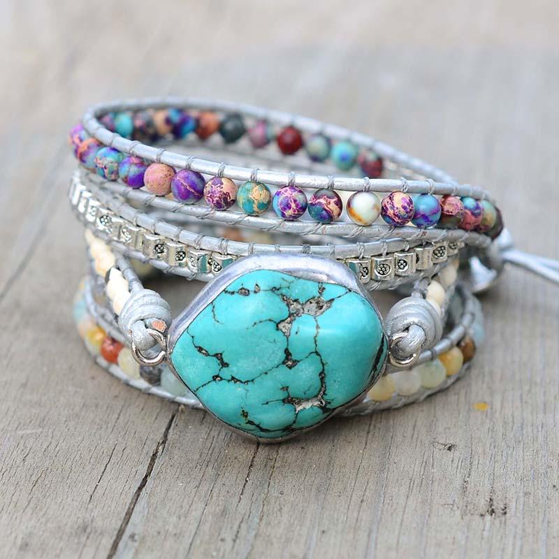 Turkoois Heling en Bescherming Wikkelarmband - Selina