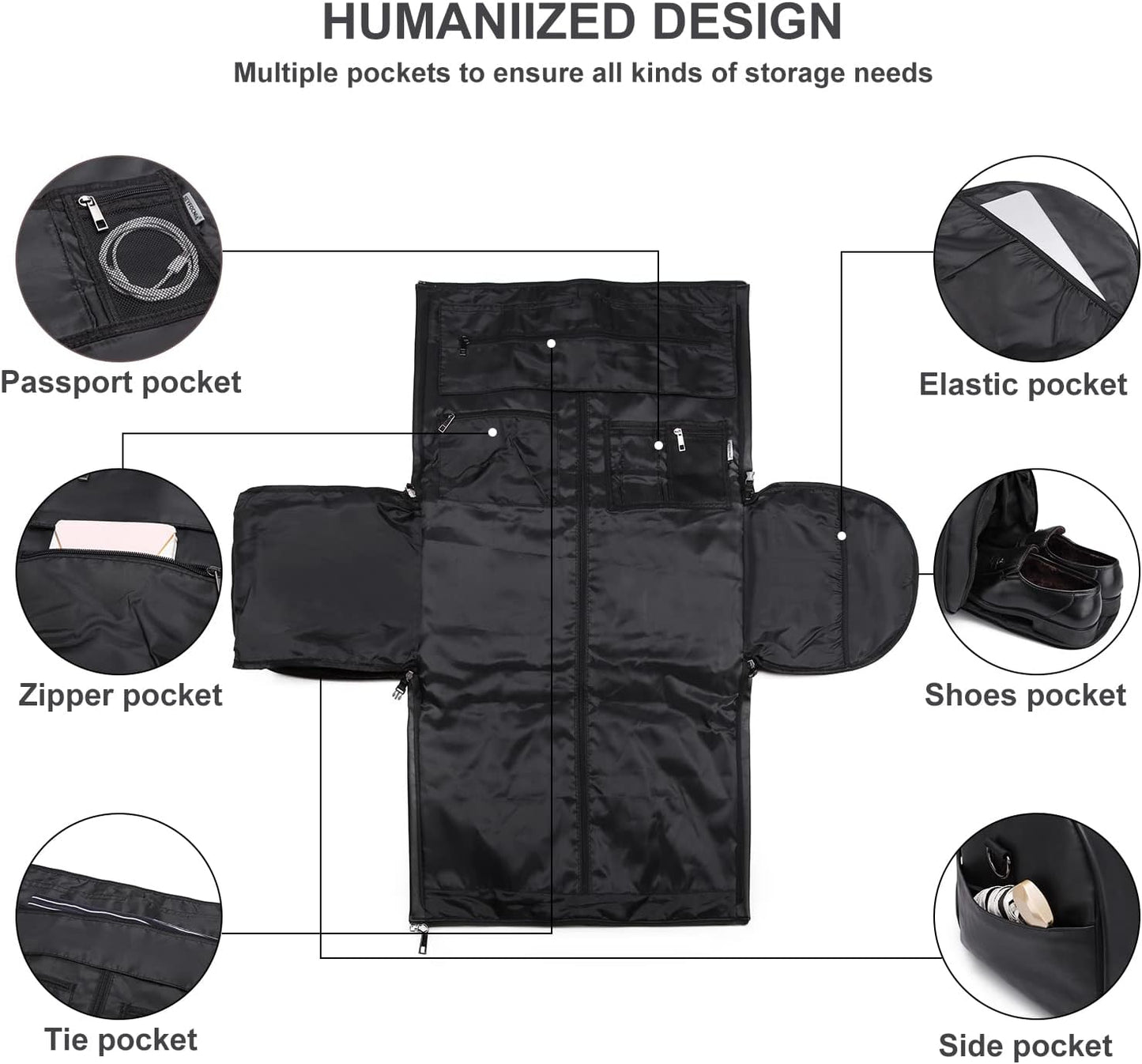 Verstelbare PU Leren Kleding Reistas – Handbagage Weekend Reistas