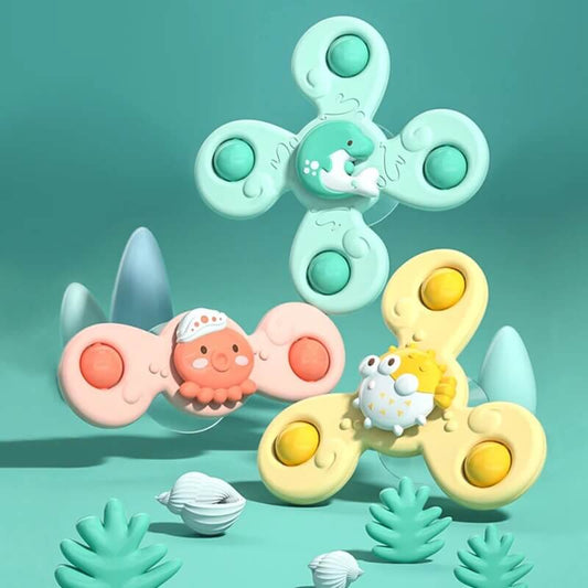 Kleurrijk baby-draaiwieltje met zuignap – DraaiPret Mini