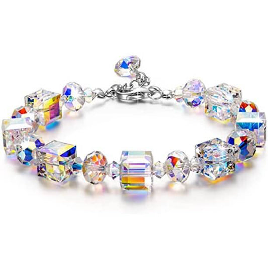 Vierkante Glazen Kristal Armband