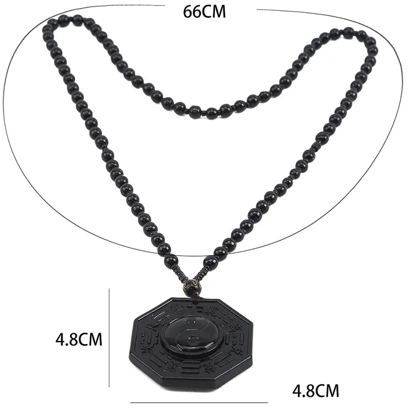 Obsidiaan Yin Yang Ketting