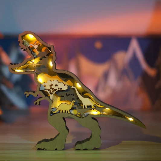 3D Houtgesneden Dinosaurus Ornamenten