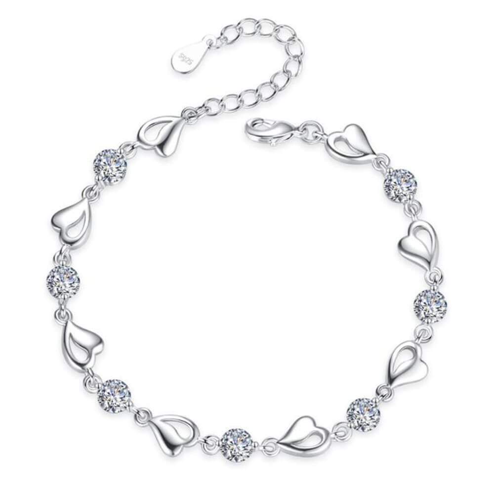 Zilveren Hartvormige Armband - Eloria
