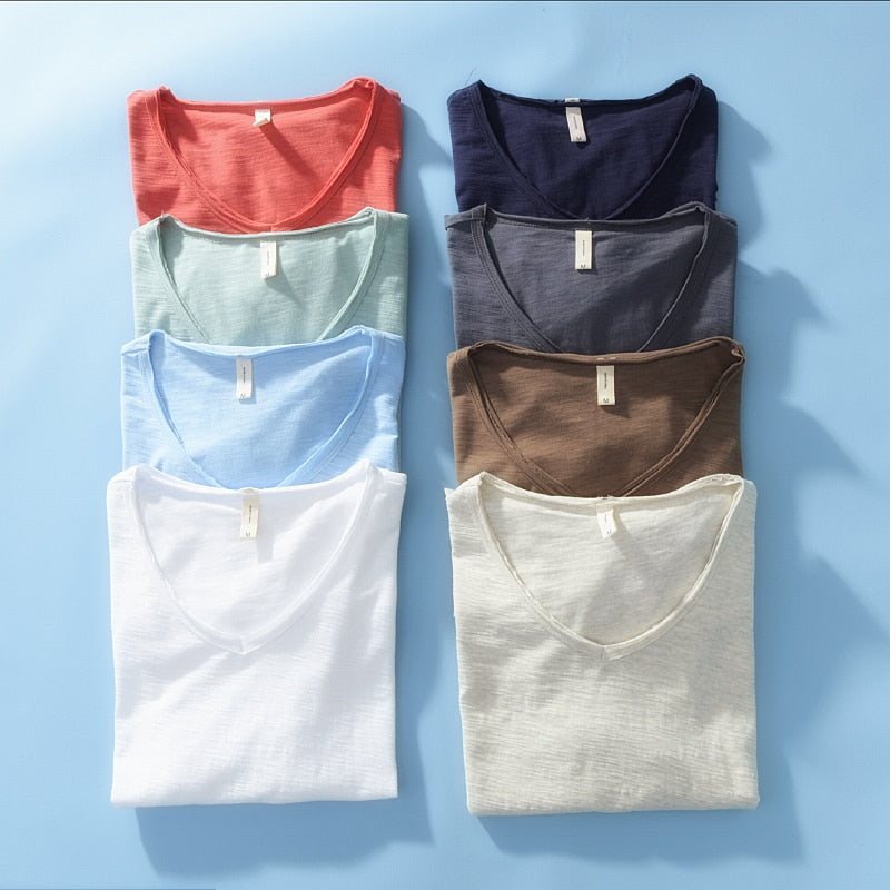Lichte linnen V-hals shirt heren – Ademend & Zomerachtig – Thilo