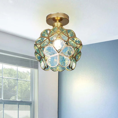 Artistieke Glazen Plafondlamp met Bloemmotief - FlowerHall
