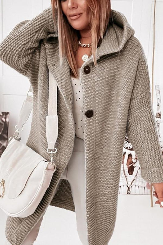 Gebreid Dames Vest met Capuchon en Knoopsluiting – Waldaine