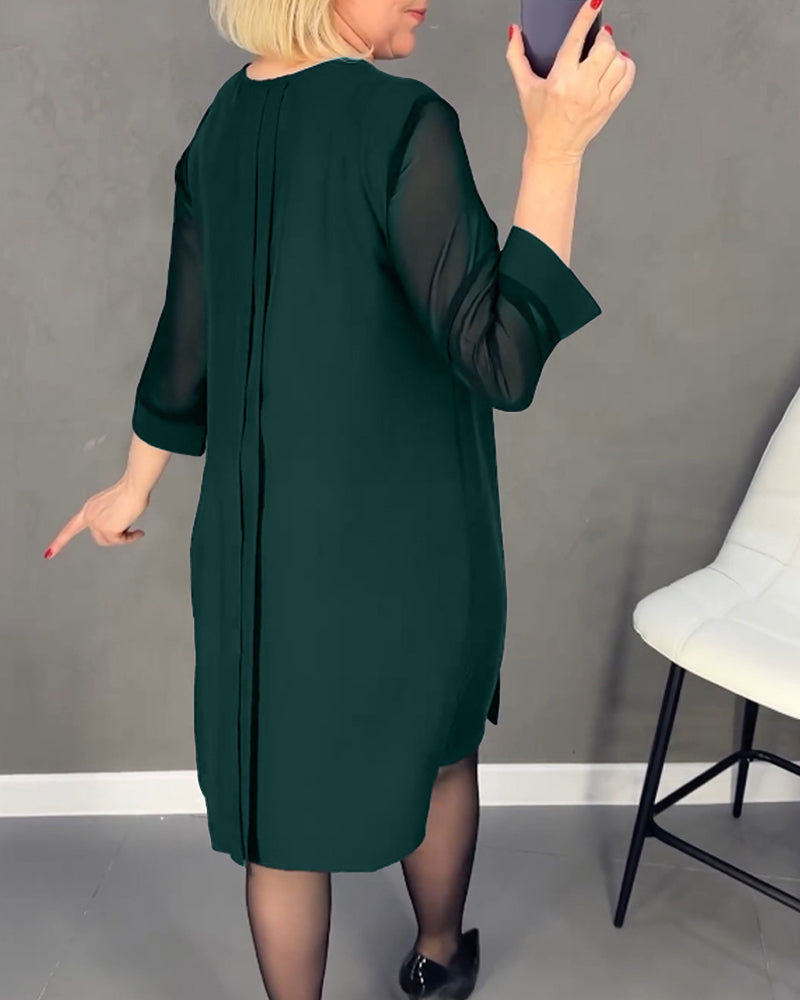 Trendy Shift Jurk met Meshdetails - Gabrielle