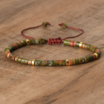 Gevlochten Armband met 2,4 mm Natuurlijke Steen Rollers - Seraphina